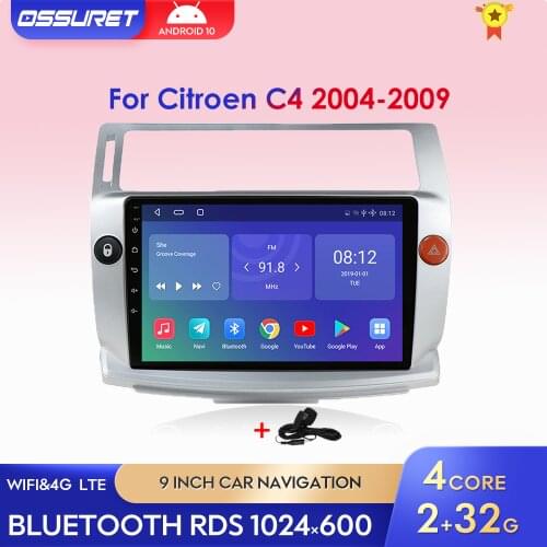 Car Radio For Citroen C4 C-Triomphe C-Quatre 2004-2009 2Din Multimedia Video GPS Stereo Player Android10 Navi Bluetooth DSP Wifi