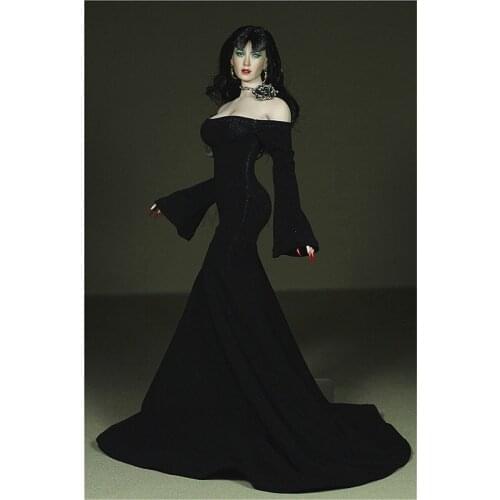 Black Rose 1/6 Scale Double-sleeved dragging skirt Dress For 12inch Action figure toys Phicen Tbleague JIAOUL Doll toy