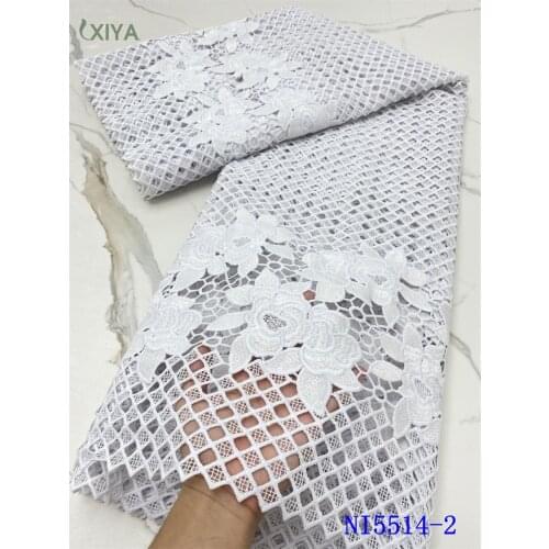 Pure White Milk Silk Lace Fabric Embroidery African Cord Lace Fabric for Party Wedding Nigerian Guipure Lace Fabric NI5514