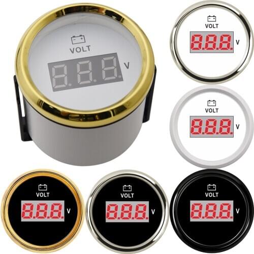 52mm VOLTS Meter Digital Voltmeter Waterproof Motor Auto Voltage Volt Gauge 8~32V Red BackLight Car Boat Yacht Truck Marine