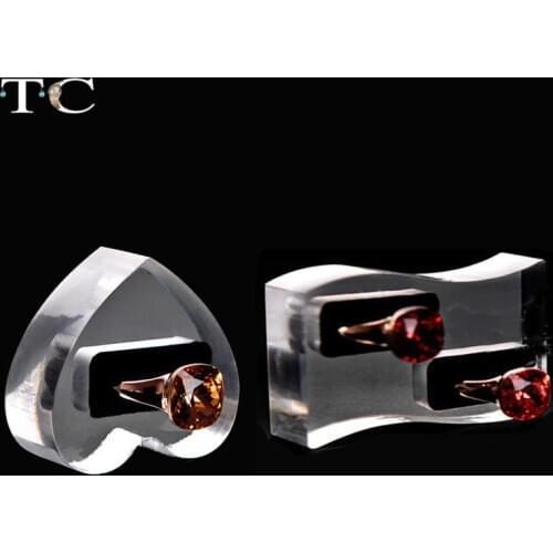 Ring Holder Jewelry Display Stand Acrylic Rings Organizer Clear Ear Stud Showcase for Jewellry Store Countertop 1PC