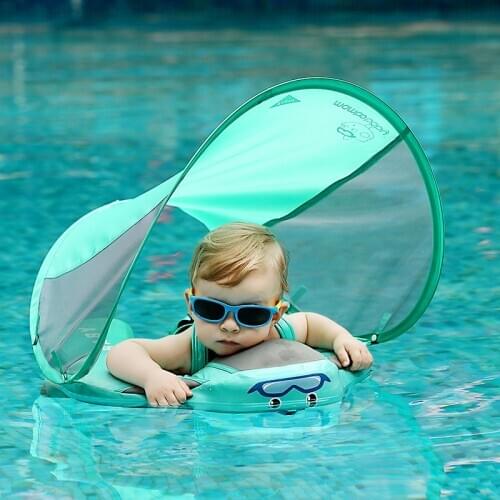 Baby Solid Float Ring Infant Toddler Safety Aquatics Swim Floating For Swimming Pool Swim Trainer With Canopy UV Protection