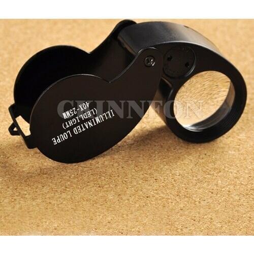 DHL 100PCS All Metal Magnifier Jeweler LED UV Lens Jewelery Loupe Magnifier (LED Currency Detecting/Jewelry Identifying Type)