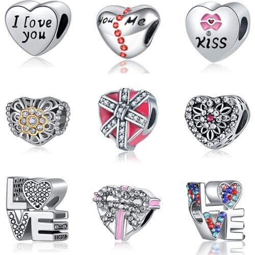 DIY crystal heart beads jewelry bijoux love bisuteria french bead silver perfumes mujer originales bracelet charms