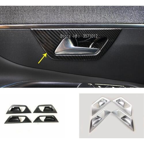 For Peugeot 3008 GT 3008GT 2016 2017 2018 2019 2020 Car Cover Stick Frame Trim Door Inner Built Handle Bowl Moulding Lamp 4pcs
