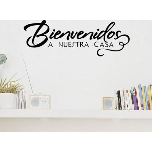 Welcome to Our Home Spanish Quote Wall Sticker Welcome Sign Decoration Vinyl Decals Bienvenidos a nuestra casa Home Decor