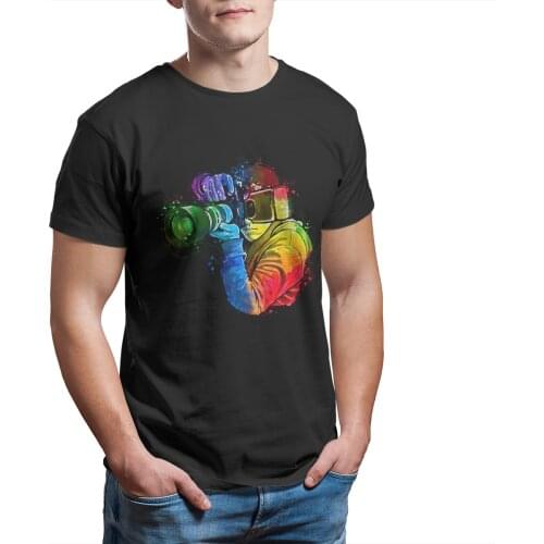 Watercolor Camera Art Photography Lovers T-Shirt Custom 100% Cotton wholesale Clothes Funny Cute Tshirts 13123