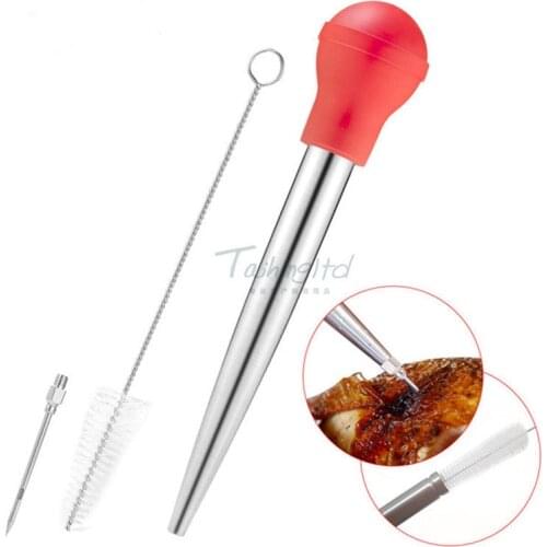 Stainless Steel Turkey Needle Seasoning Tool Barbecue Seasoning Silicone Pump Head Turkey Baster Set PM0533-PM0534