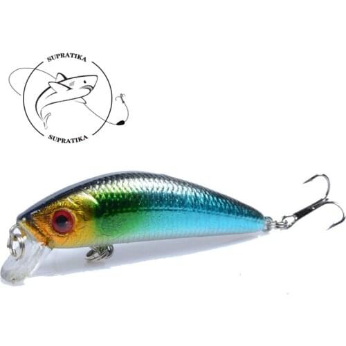 Artificial Minnow 70mm/8g Anti-Corrosion Bionic Plastic Fishing Bait Lifelike 3D Eyes Diving Depth0.5-2M Fishing Lure Hard Bait