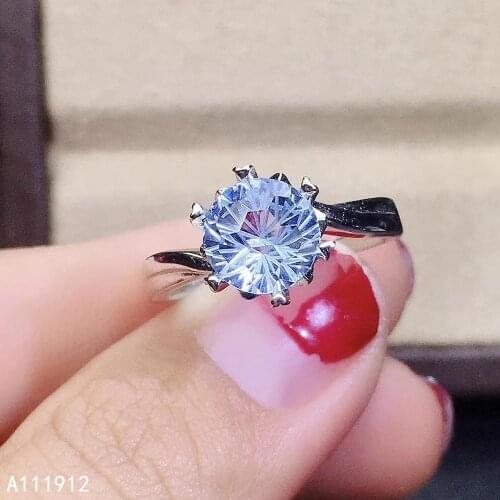 KJJEAXCMY fine jewelry natural blue topaz 925 sterling silver new women gemstone ring support test luxury