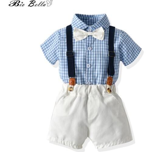 Kids Boys Clothing Set Fashion Baby Boys Wedding Party Summer Clothing Suit Lovely Cotton Gnetleman Boy Clothes T-Shirt+Pants