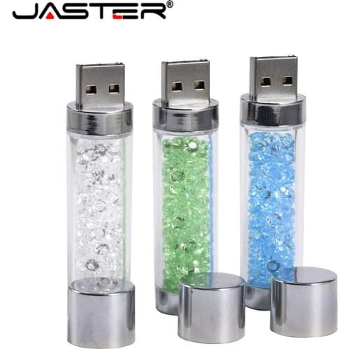 JASTER Fashion hot 3-color crystal Small round column real capacity creative USB 2.0 4GB 8GB 16GB 32GB 64GB USB flash drive