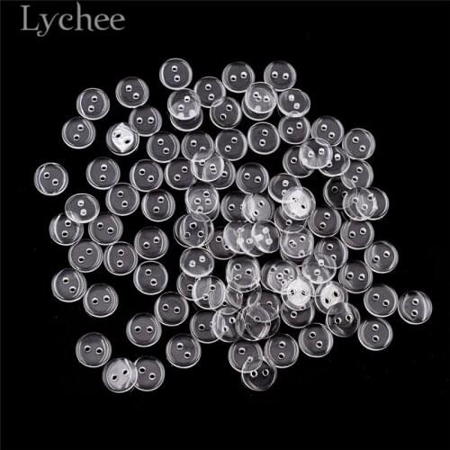 Lychee Life 100pcs Clear 2 Holes 4 Holes Buttons Transparent Round Button DIY Sewing Supplies Accessories For Garments