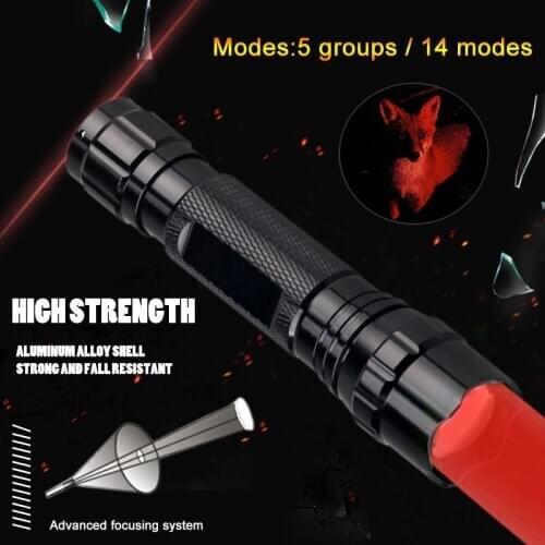 Red Light Zoomable Flashlight Tactical Night Hunting Under-Barrel Airsoft Pistol Armas Recharger Flashlight Toch Lanterna +Mount
