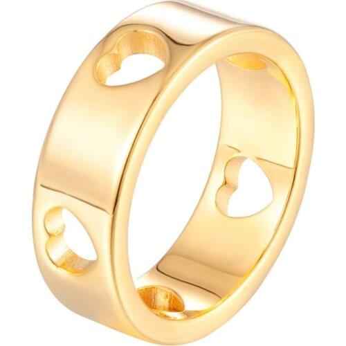 Fashion Hollowed Love Shape Heart Rings Stainless Steel For Women Men Couple Lovers Wedding Party Ring Luxury Brand Jewelry