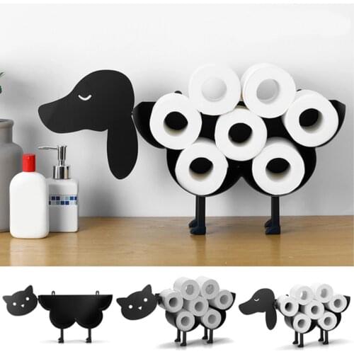 Black Sheep Wall-Mount Toilet Paper Roll Holder Novelty Free Standing Toilet Roll Tissue Paper Storage Stand Kitchen Tool