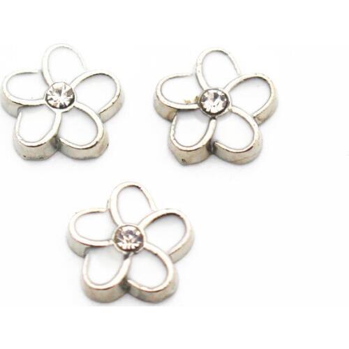 Latest 10 Piece/Batch Flower Crystal Floating Charm Charm Life Glass Memory Pendant Accessories DIY Jewelry Jewelry Ornaments