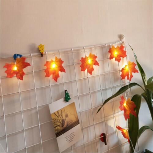 Novelty 20led Fall Maple Leaf Fairy String Lights Autumn Lamp Wedding Warm White