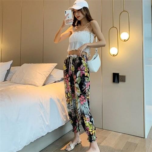 New Loose High Waist Harem Pants Printing Drape Korean Fashion Casual Pants Harajuku Hip-hop All-match Streetwear Pants