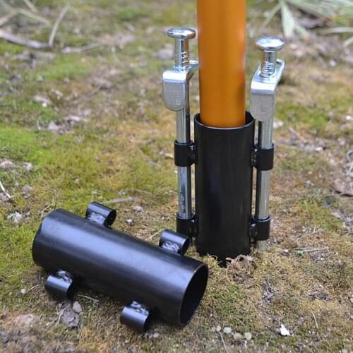 Awning Rod Holder Camping Canopy Pole Iron Holder Fixed Stand Fixing Tents Awnings Lampstands Black Sport Portable Tent Tools