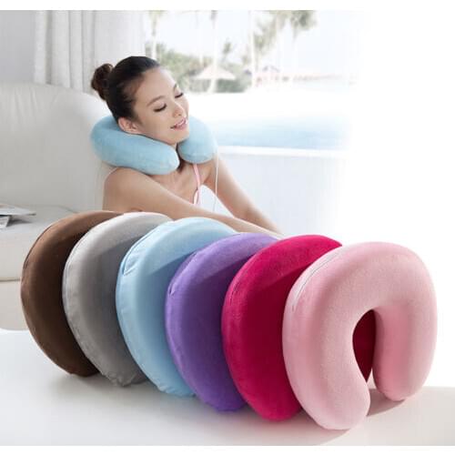 Soft U Shaped Slow Rebound Memory Foam Travel Neck Pillow for Office Flight Traveling Cotton Pillows Head Rest Cushion 10