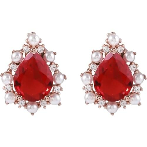 Pearl Jewelry S925 Sterling Silver Stud Earrings Women Wate Drop Ruby Engagement Fine Jewelry Silver Earrings for Luxury Gift