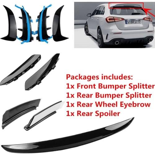 Front Rear Bumper Splitter Spoiler Wing For Mercedes Benz A Class W177 2020 2021-2024 A180 A160 A200 A220 A250 A45 A35 Hatchback