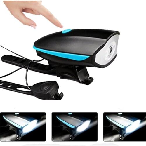 2 in 1 Battery Powered LED Bicycle Headlight Bike Head Light Front Lamp Cycling Riding Night Horn Bicycle Accessories
