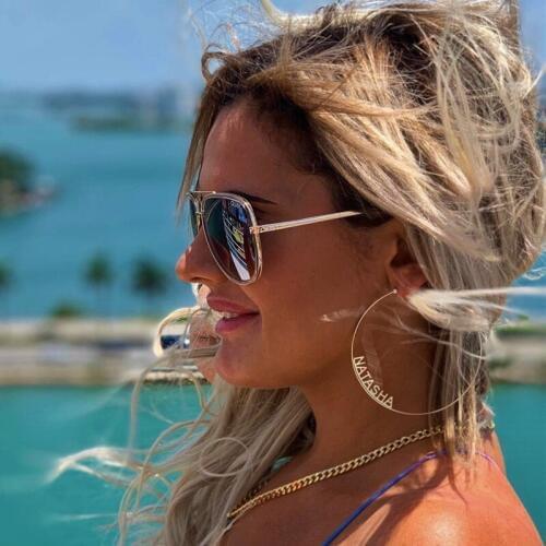 Hip Hop Large Name Hoop Earrings For Female Party Jewelry Punk Custom Big Circle Round Earrings Personalized Friendship Gifts