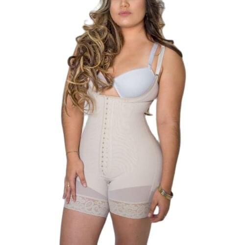 Ladies beige double-breasted high back thin shoulder straps shapewear bodysuit lace Seamless Shapewear Sexy Lingerie Slimming