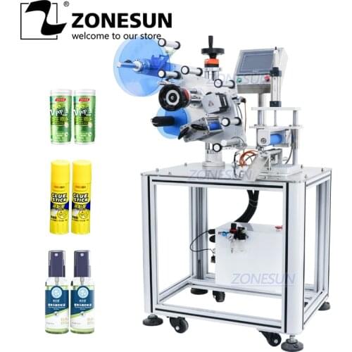ZONESUN ZS-TB801D Semi Automatic Round Bottle Tabletop Tube Labeling Applicator Machine Label Dispenser Machine Labeling Sticker