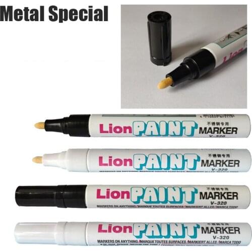 1piece LION V-320 Permanent Marker High Temperature Resistant Paint Pen Stainless Steel Metal Special 2.0MM Painting Supplies