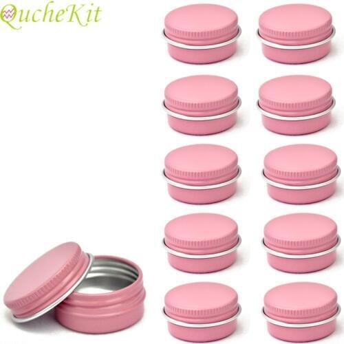 10g/ml Pink Tin Boxes With Screw Thread Lid Metal Storage Box Mini Tea Jars 10pcs Tin Jars For Cream Lip Balm Makeup Organizer