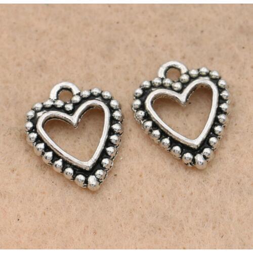 10pcs Heart Frame Charm Pendant fit Bracelet Necklace Tibetan Silver Plated Jewelry DIY Making Accessories 18x14mm