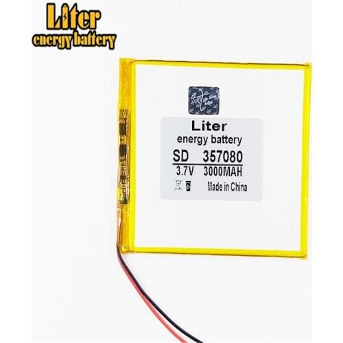 357080 3000MAH 3.7V polymer lithium battery For 3.7V 357080 PLUG polymer rechargeable battery