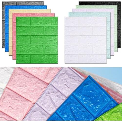 3D Wall Stickers Imitation Brick Waterproof Panels Self-adhesive Wallpaper Bedroom Decor Living Room Kitchen TV House Decoration
