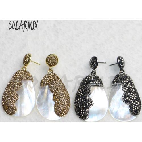 5 Pairs shell earrings shell stone stone earrings mix colors vintage earrings Gems jewelry gift for women 7109