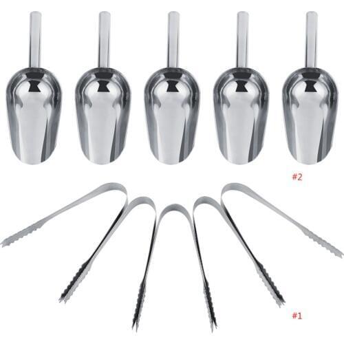 Candy Buffet BBQ Ice Stainless Scoops Tongs Set 5 x Sweet Scoops & 5 x Ice Tongs Ice Tongs Wedding Bar Party Kitchen Tool