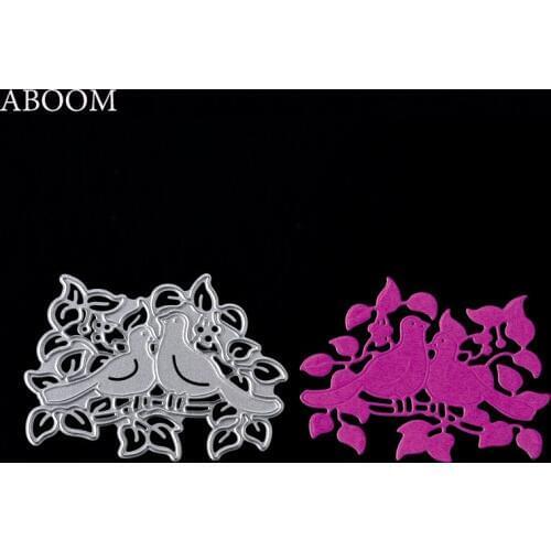 ABOOM 1PC Two Birds Leaves Metal Die Cuts Carbon Steel Die Cutting Dies For Scrapbooking Album Photo Embossing Folder Paper Mold