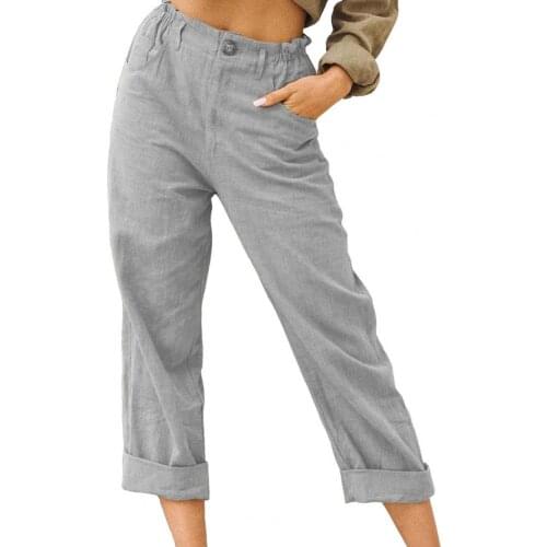 Elastic Waist Woman Pants Solid Color Casual High Waist Straight Loose Casual Trousers Ladies Clothing