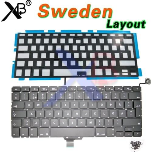 For MacBook Pro 13.3" A1278 SE Sweden Swedish keyboard/Backlight Backlit+100pcs keyboard screws 2008-2012 Years