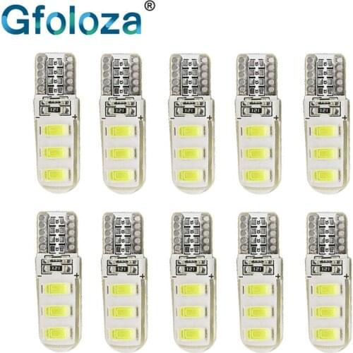 Gfoloza 10Pcs T10 168 194 W5W LED Car Wedge/Side Marker Light License Plate Lamp 5630 6-SMD Silica gel Bulbs White 6500k 12V