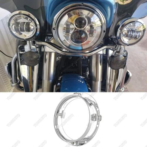 Chrome 7 Inch Round Mounting Bracket Ring Mount Brackets for Ha rley Davidson 7” LED Headlight