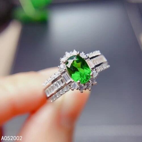 KJJEAXCMY fine jewelry natural Diopside 925 sterling silver women gemstone ring support test exquisite