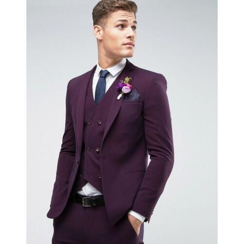 Classic slim Groomsmen Notch Lapel Groom Tuxedos Men Suits Wedding/Prom Best Man Blazer ( Jacket+Pants+Tie+Vest) A264