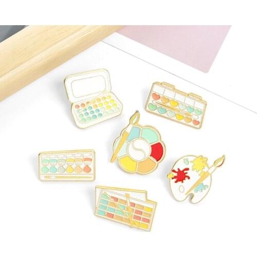 Creative Color Palette Enamel Pins Custom Artistic Paint Tools Brooch Lapel Badge Bag Cartoon Jewelry Gift for Kids Friends