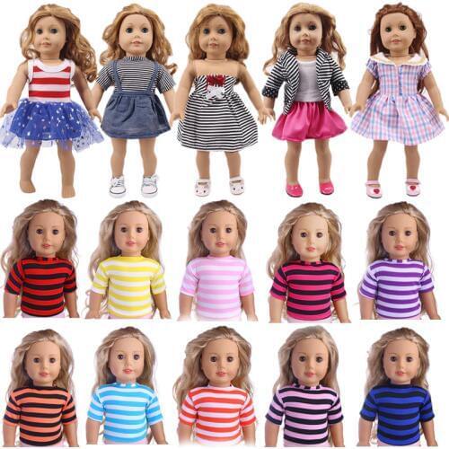 Doll Clothes Stripe Designs Wedding Evening Dress Fit 18 Inch American Doll&43 Cm Baby Doll For Christmas Generation Girl`s Toy
