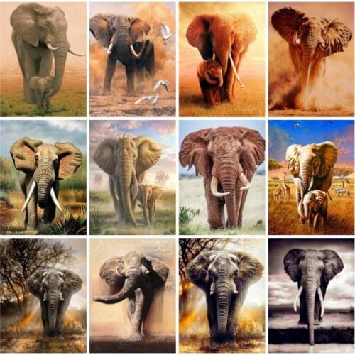 Square/Round Diamond Painting Animals Cross Stitch Rhinestones Art Diamond Mosaic Elephant Bead Picture Kits Handmade Hobby Gift