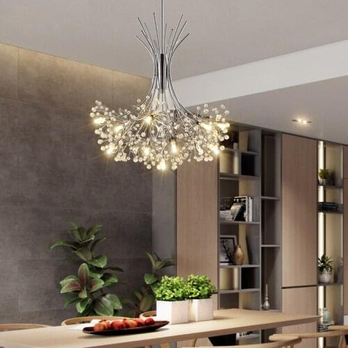 Modern LED Restaurant Chandelier Nordic Cafe Bar hanging lamp Simple Bedroom Living Room Crystal chandelier lighting 110v-220v