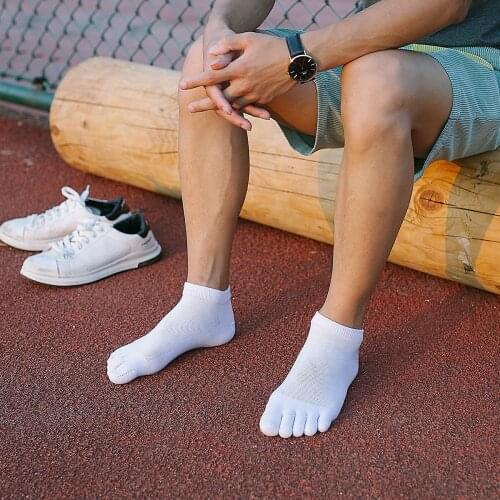 Toe Socks Men Five Fingers Socks Breathable Cotton Cycling Sock Sports Running Solid Color Black White Grey Mens Soks Calcetines